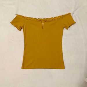 Gold Ruffle Off the Shoulder